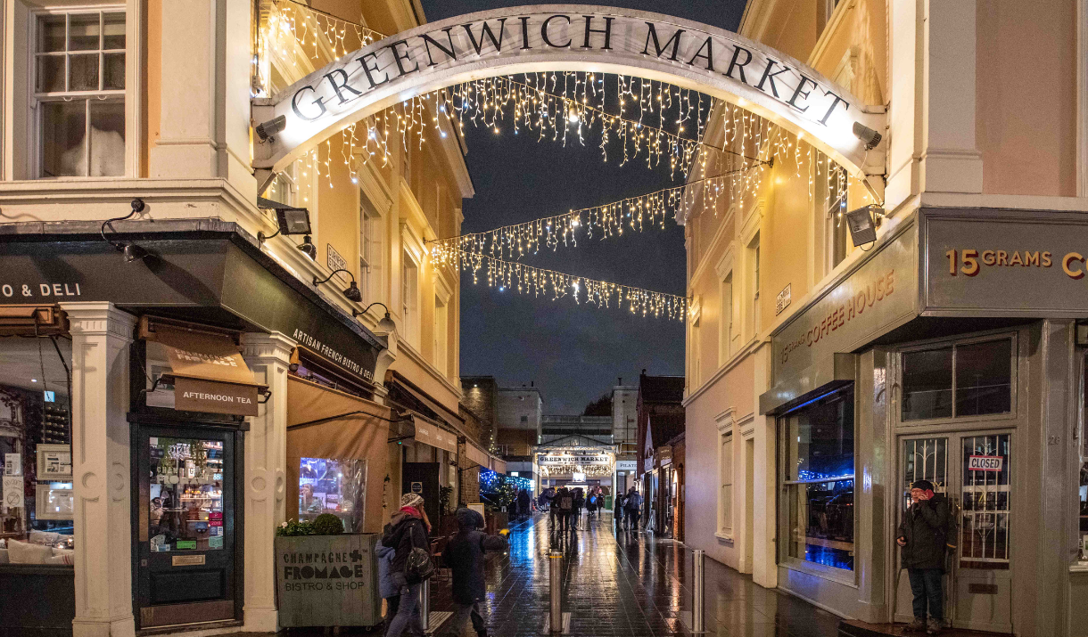 Greenwich Market Entrance at Christmas